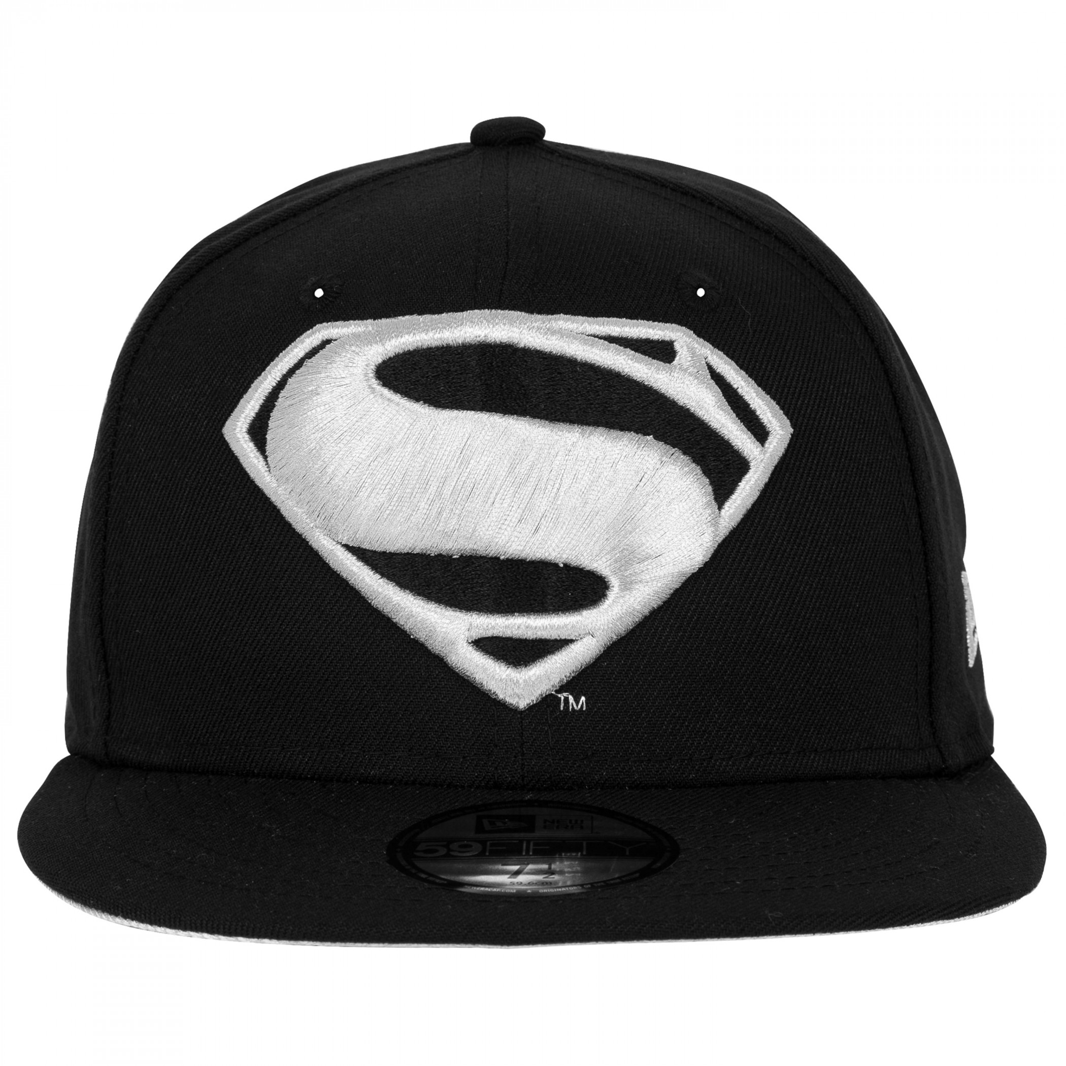 Superman Justice League Logo Black Colorway New Era 59Fifty Fitted Hat